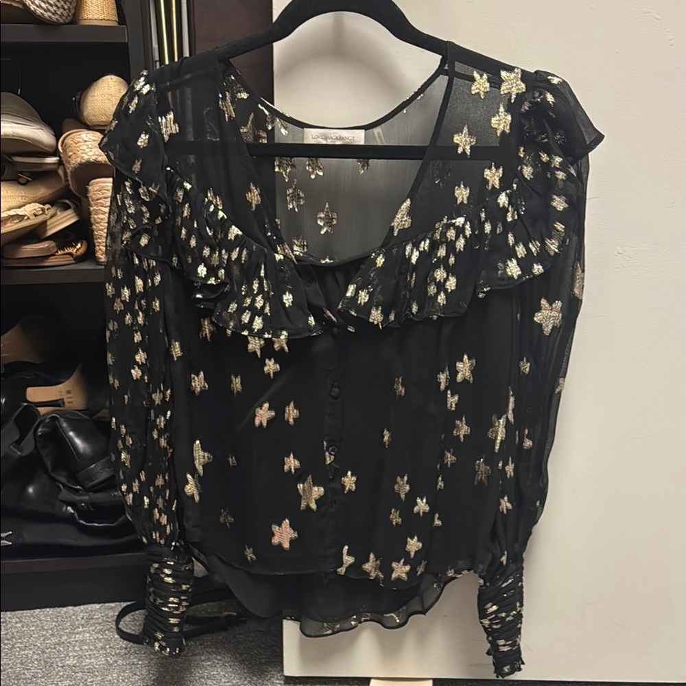 Alice + Olivia Black Floral Blouse